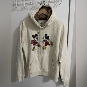 Coach Cream Hoodie with Mickey and Minnie Design